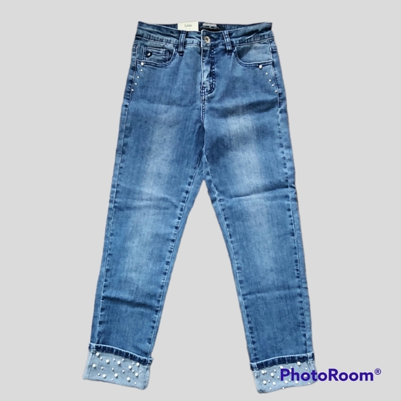 Lois Georgia Skinny 7/8 Mid-Rise Indigo Blue Jeans in a 28 - Picture 2 of 7